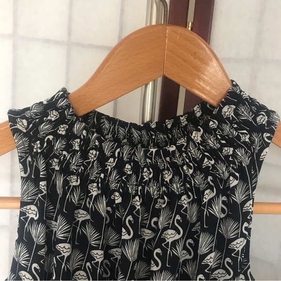 LOFT PETITE Black and White Flamingo Print Top Size XXSP - Picture 3 of 13